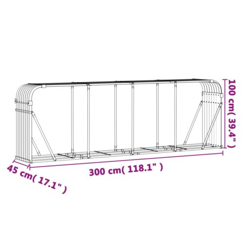 Log Holder Anthracite 300x45x100cm Galvanised Steel - Image 9