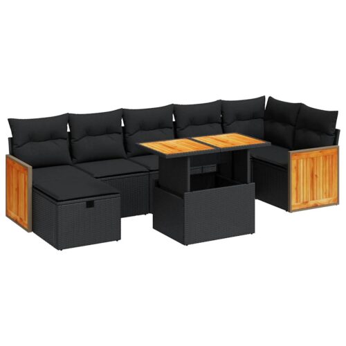 5-Piece Outdoor Sofa Set Garden Patio Lounge Cushions Chairs Black Poly Rattan - Image 13