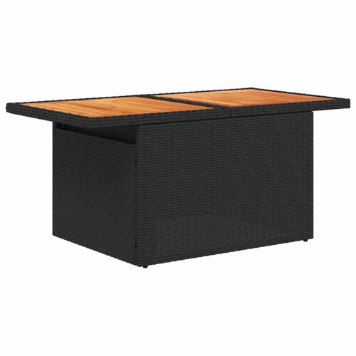 10-Piece Outdoor Sofa Set Garden Patio Lounge Cushions Chairs Black Poly Rattan Acacia - Image 6