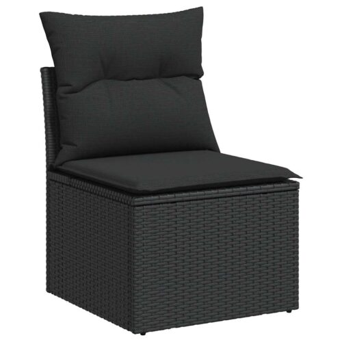 6-Piece Outdoor Sofa Set Garden Patio Lounge Cushions Chairs Black Poly Rattan - Image 3