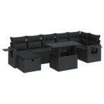 8-Piece Outdoor Sofa Set Garden Patio Lounge Cushions Chairs Black Poly Rattan