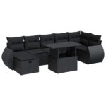 8-Piece Outdoor Sofa Set Garden Patio Lounge Cushions Chairs Black Poly Rattan