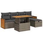 6-Piece Outdoor Sofa Set Garden Patio Lounge Cushions Chairs Grey Poly Rattan
