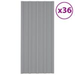 Roof Panels 36pcs Galvanised Steel Grey 100x45 cm