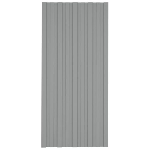 Roof Panels 36pcs Galvanised Steel Grey 100x45 cm - Image 2