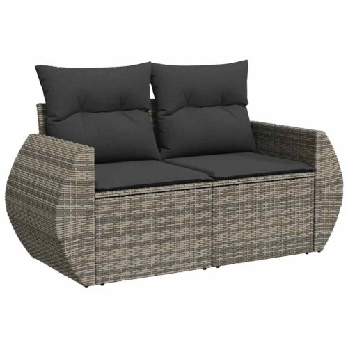 7-Piece Outdoor Sofa Set Garden Patio Lounge Cushions Chairs Grey Poly Rattan - Image 5