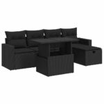 6-Piece Outdoor Sofa Set Garden Patio Lounge Cushions Chairs Black Poly Rattan