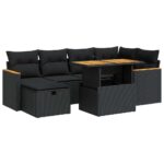 8-Piece Outdoor Sofa Set Garden Patio Lounge Cushions Chairs Black Poly Rattan