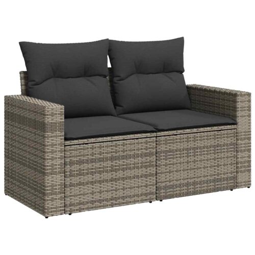 7-Piece Outdoor Sofa Set Garden Patio Lounge Cushions Chairs Grey Poly Rattan - Image 3