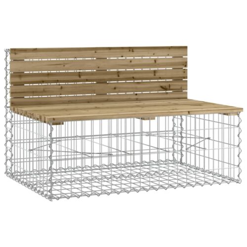 Garden Bench with Gabion Basket Impregnated Wood Pine - Image 5