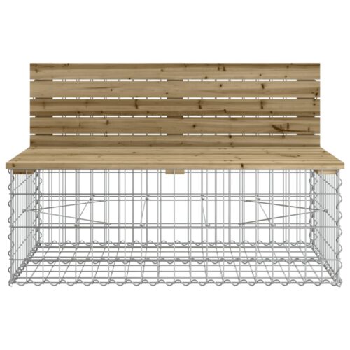 Garden Bench with Gabion Basket Impregnated Wood Pine - Image 6