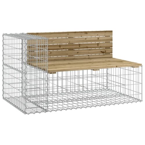 Garden Bench with Gabion Basket Impregnated Wood Pine - Image 3