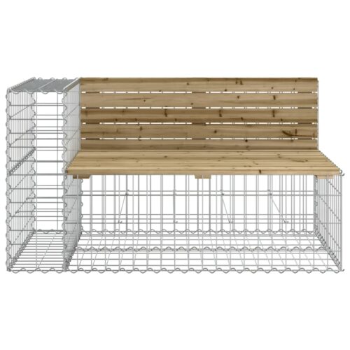 Garden Bench with Gabion Basket Impregnated Wood Pine - Image 4