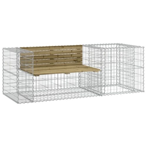 Garden Bench with Gabion Basket Impregnated Wood Pine - Image 9