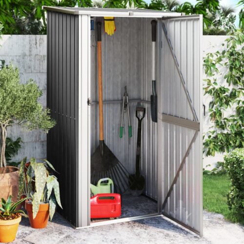 Garden Shed Anthracite 118.5x97x209.5cm Galvanised Steel - Image 2