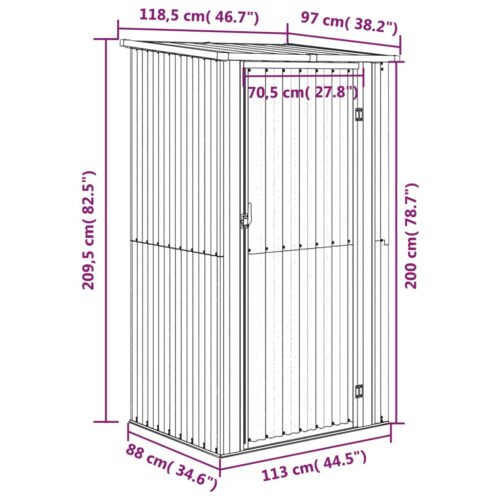 Garden Shed Anthracite 118.5x97x209.5cm Galvanised Steel - Image 8