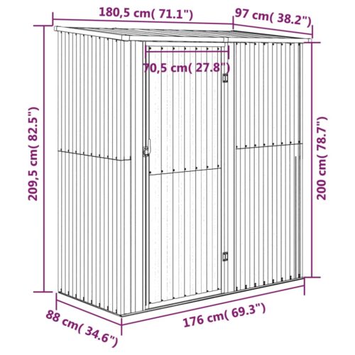 Garden Shed Anthracite 180.5x97x209.5cm Galvanised Steel - Image 7
