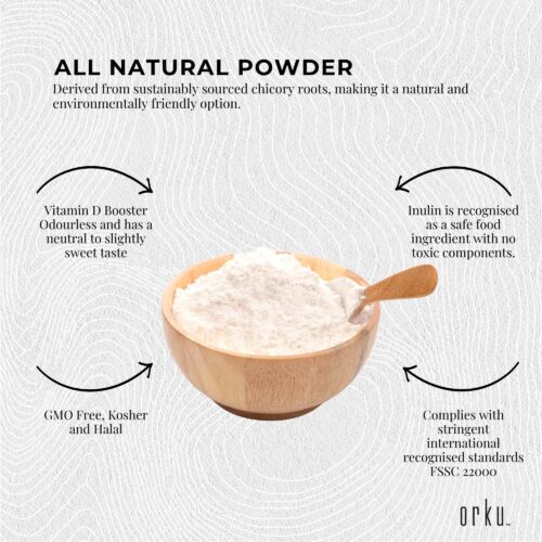 Orku 800g Chicory Root Inulin Powder Tub Unflavoured Natural Prebiotic Fibre - Image 4