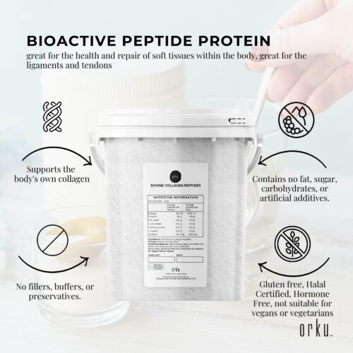 600g Collagen Powder Bucket Bovine Protein Peptide Supplement Unflavoured - Image 3