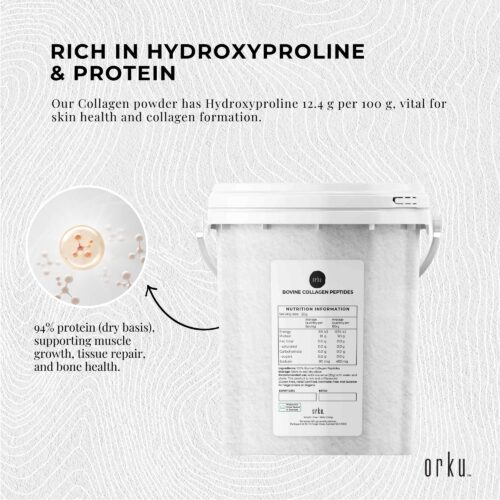 600g Collagen Powder Bucket Bovine Protein Peptide Supplement Unflavoured - Image 4