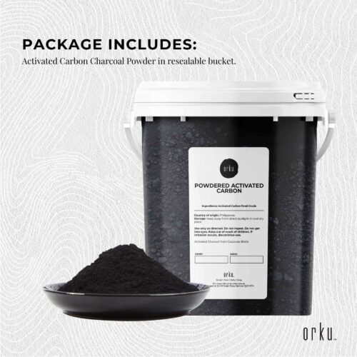 Orku 400g Activated Carbon Powder Coconut Charcoal Bucket Water Filtration - Image 2