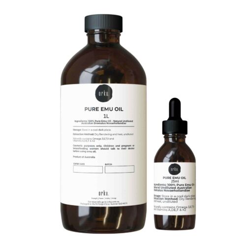 Orku 1L Pure Emu Oil Bonus 25ml Bottle Australian Dromaius Novaehollandiae