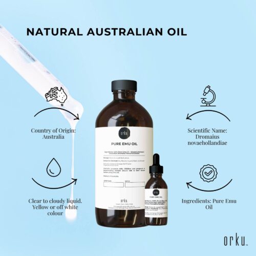 Orku 1L Pure Emu Oil Bonus 25ml Bottle Australian Dromaius Novaehollandiae - Image 3
