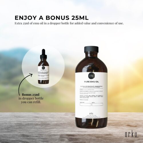 Orku 1L Pure Emu Oil Bonus 25ml Bottle Australian Dromaius Novaehollandiae - Image 5