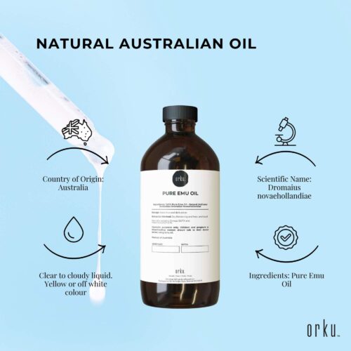 Orku 1L Pure Emu Oil Natural Undiluted Australian Dromaius Novaehollandiae - Image 4