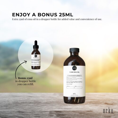 Orku 500ml Pure Emu Oil Bonus 25ml Bottle Australian Dromaius Novaehollandiae - Image 5