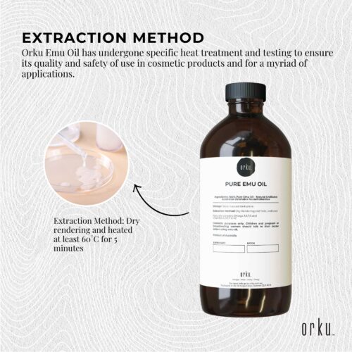 Orku 500ml Pure Emu Oil Natural Undiluted Australian Dromaius Novaehollandiae - Image 3