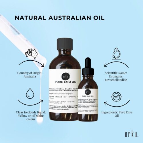 Orku 250ml Pure Emu Oil Bonus 25ml Bottle Australian Dromaius Novaehollandiae - Image 3