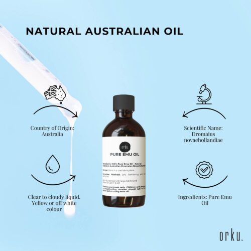 Orku 250ml Pure Emu Oil Natural Undiluted Australian Dromaius Novaehollandiae - Image 4