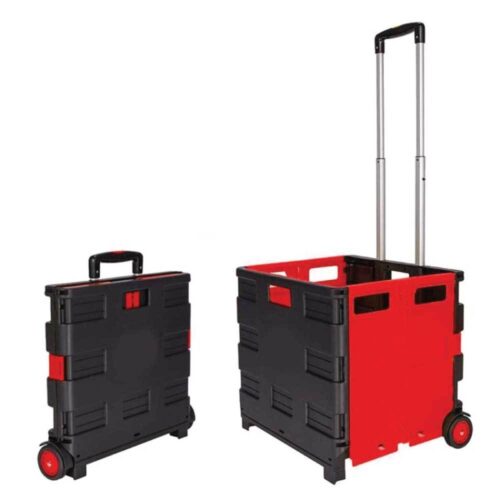 Foldable Shopping Cart Portable Collapsible Wheeled Folding Trolley Crate - Image 2