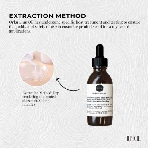 Orku 25ml Pure Emu Oil with Dropper Undiluted Natural Dromaius Novaehollandiae - Image 3