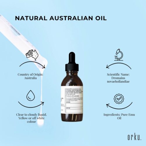 Orku 25ml Pure Emu Oil with Dropper Undiluted Natural Dromaius Novaehollandiae - Image 4