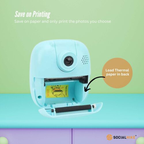 Kids Rechargeable Instant Print Camera Blue Digital Thermal Photo Video MP3 - Image 3