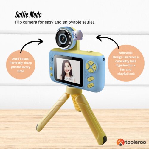 Kids HD Digital Camera Blue Children's Selfie Photo Video 2.4 Inch Screen - Image 5