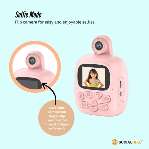 Kids Rechargeable Instant Print Camera Pink Digital Thermal Photo Video MP3 - Image 6