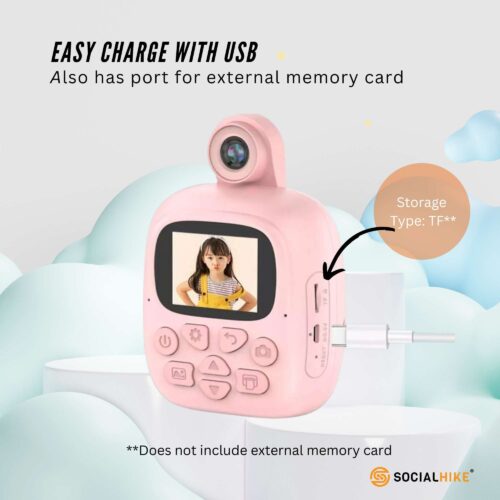 Kids Rechargeable Instant Print Camera Pink Digital Thermal Photo Video MP3 - Image 9