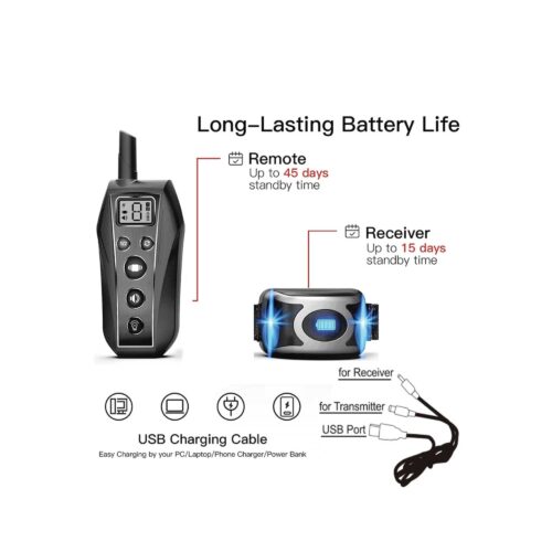 Dog Bark Collar 2x 600m Range Receivers Vibration IPX7 Waterproof Training Aid - Image 12