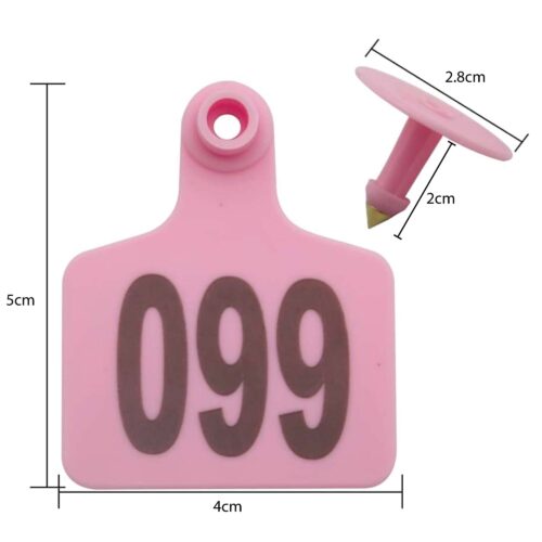 1-100 Cattle Number Ear Tags 5x4cm Set Small Pink Pig Goat Livestock Label - Image 4