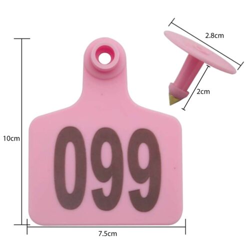 1-100 Cattle Number Ear Tags 7x10cm Set XL Pink Cow Sheep Livestock Labels - Image 2