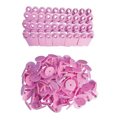 100x Cattle Ear Tags 5x2cm Set Mini Pink Blank Pig Goat Livestock Label