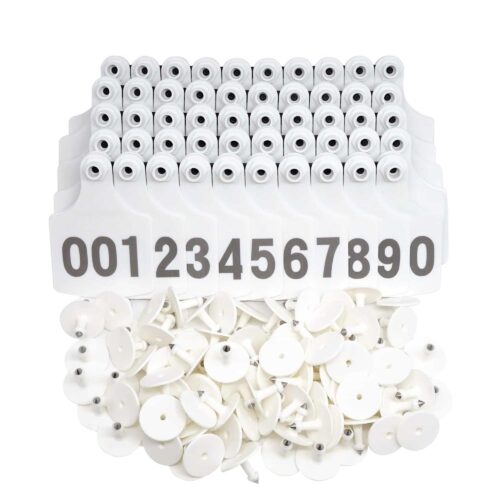 1-100 Cattle Number Ear Tag 6x7cm Set Medium White Cow Sheep Livestock Label