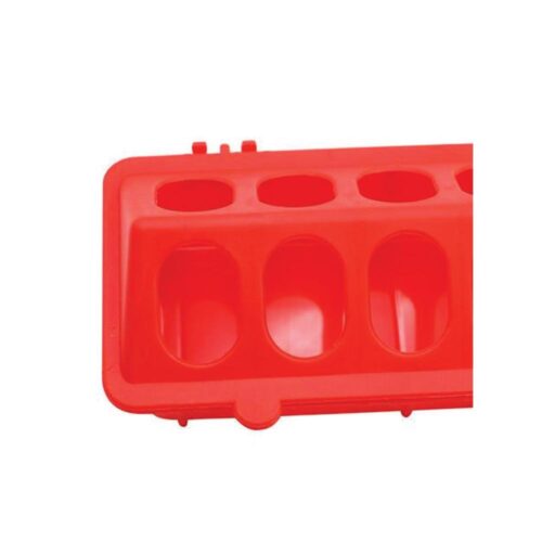 50cm Long Poultry Feeder Chicken Feeding Trough Red Plastic Flip Top Container - Image 4