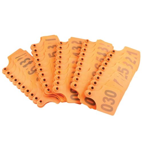 1-100 Cattle Number Ear Tag 6x7cm Set Medium Orange Cow Sheep Livestock Label