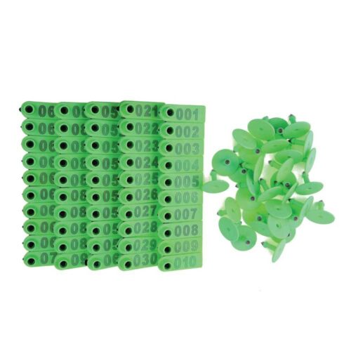 1-100 Cattle Number Ear Tag 5x2cm Set Mini Green Cow Sheep Pig Livestock Label