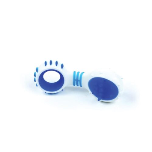 Dog Dental Rattle Blue Puppy Teething Cleaning Gums Rubber Ridges Chew - Image 2