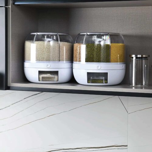 6 Grid Rotating Food Grain Dispenser 7.2L Large Compartment Storage Container - Image 6